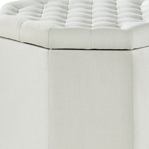 Homeroots 25" White Linen And Black Tufted Specialty Storage Cream White,Linen  490681