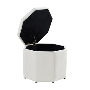 Homeroots 25" White Linen And Black Tufted Specialty Storage Cream White,Linen  490681