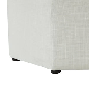 Homeroots 25" White Linen And Black Tufted Specialty Storage Cream White,Linen  490681