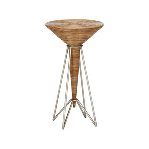 Wildwood Mojito Rattan Side Table With Hand-Woven Top And Geometric Metal Base — Modern Tropical Accent, 24"H 490682