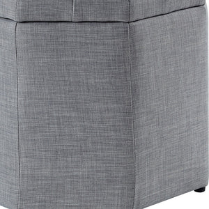 Homeroots 25" Light Gray Linen And Black Tufted Specialty Storage Light Grey,Linen  490682