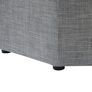 Homeroots 25" Light Gray Linen And Black Tufted Specialty Storage Light Grey,Linen  490682