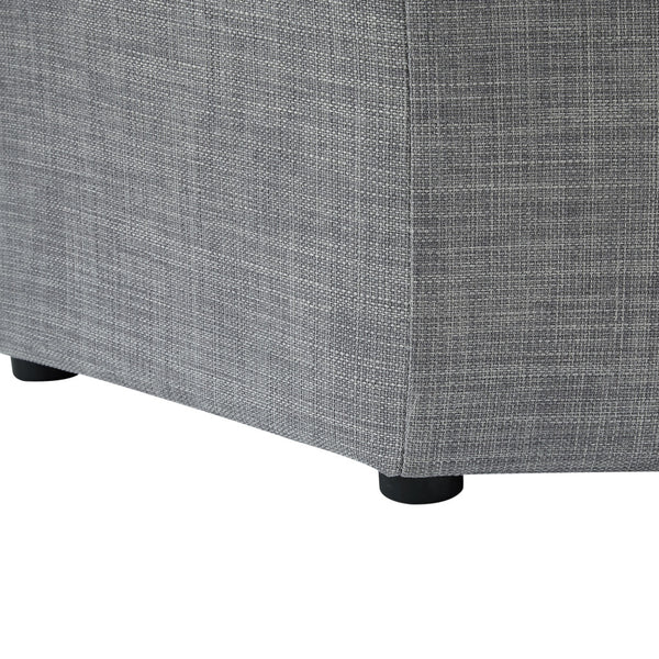 Homeroots 25" Light Gray Linen And Black Tufted Specialty Storage Light Grey,Linen  490682