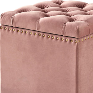 Homeroots 18" Blush Velvet And Black Tufted Storage Blush,Gold,Velvet  490683