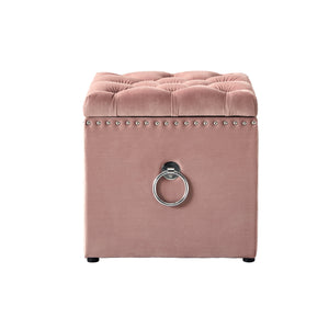 Homeroots 18" Blush Velvet And Black Tufted Storage Blush,Chrome,Velvet  490684