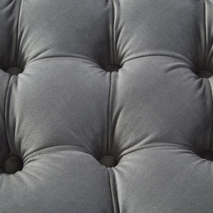 Homeroots 18" Gray Velvet And Black Tufted Storage Grey,Velvet  490685