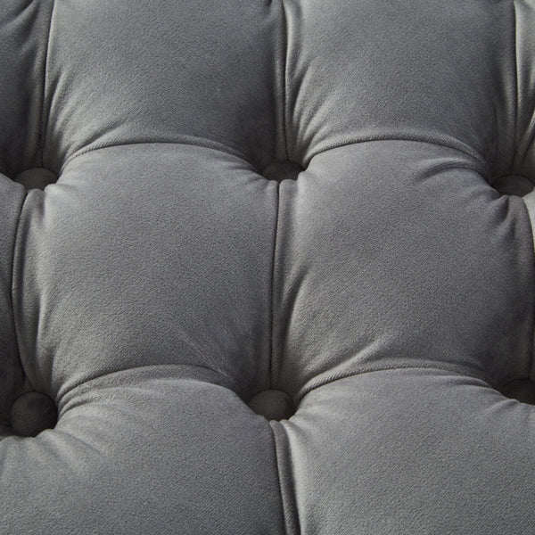 Homeroots 18" Gray Velvet And Black Tufted Storage Grey,Velvet  490685
