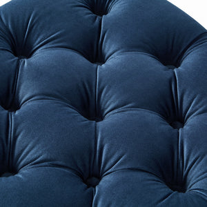 Homeroots 18" Navy Blue Velvet And Black Tufted Storage Navy,Velvet  490688