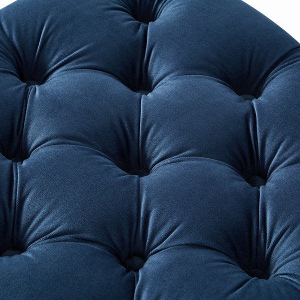 Homeroots 18" Navy Blue Velvet And Black Tufted Storage Navy,Velvet  490688