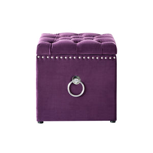 Homeroots 18" Purple Velvet And Black Tufted Storage Purple,Velvet  490689