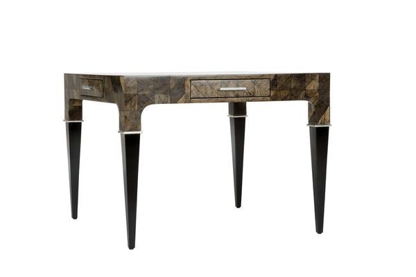 Wildwood Ace Coco Fiber Game Table With Geometric Inlay, 4 Drawers Storage, Compact 42" Square Accent Centerpiece 490691