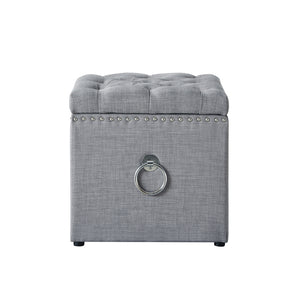 Homeroots 18" Light Gray Linen And Black Tufted Storage Light Grey,Linen  490691