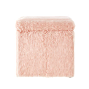 Homeroots 18" Blush Faux Fur And Black Storage Blush  490692