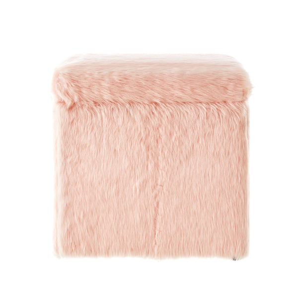 Homeroots 18" Blush Faux Fur And Black Storage Blush  490692