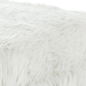 Homeroots 18" White Faux Fur And Black Storage White  490693