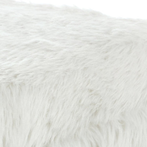 Homeroots 18" White Faux Fur And Black Storage White  490693