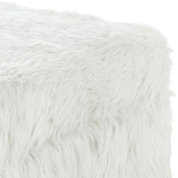 Homeroots 18" White Faux Fur And Black Storage White  490693