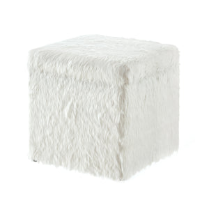 Homeroots 18" White Faux Fur And Black Storage White  490693