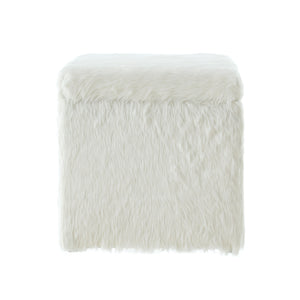Homeroots 18" White Faux Fur And Black Storage White  490693