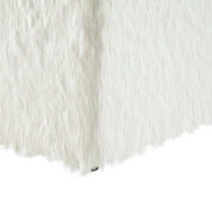 Homeroots 18" White Faux Fur And Black Storage White  490693