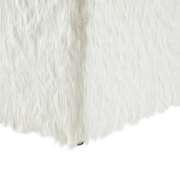 Homeroots 18" White Faux Fur And Black Storage White  490693