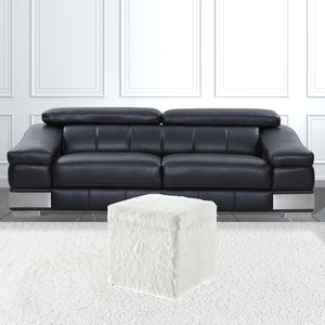Homeroots 18" White Faux Fur And Black Storage White  490693