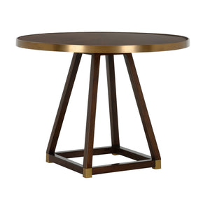 Wildwood Renzo Center Table With Rich Brown Wood & Antique Brass Accents — Sleek Modern Profile, Versatile Use (39.75"W) 490697