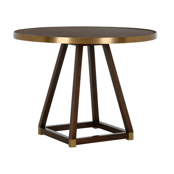 Wildwood Renzo Center Table With Rich Brown Wood & Antique Brass Accents — Sleek Modern Profile, Versatile Use (39.75"W) 490697