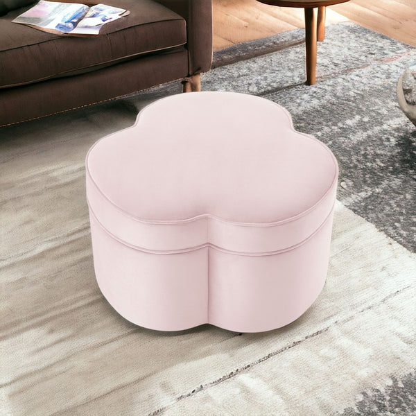 Homeroots 28" Blush Velvet Specialty Cocktail Ottoman Blush  490709