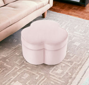 Homeroots 28" Blush Velvet Specialty Cocktail Ottoman Blush  490709