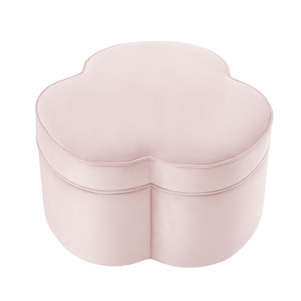 Homeroots 28" Blush Velvet Specialty Cocktail Ottoman Blush  490709