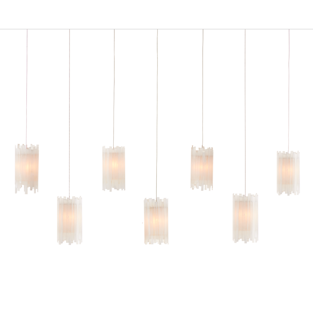 Escenia 30-Light Multi-Drop Pendant Fixture with Natural Selenite Shades for Elegant Glow