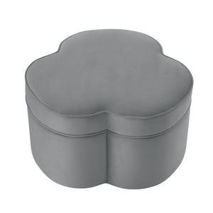 Homeroots 28" Gray Velvet Specialty Cocktail Ottoman Grey  490710