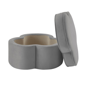 Homeroots 28" Gray Velvet Specialty Cocktail Ottoman Grey  490710