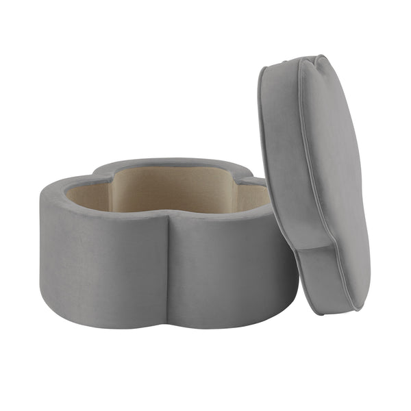 Homeroots 28" Gray Velvet Specialty Cocktail Ottoman Grey  490710