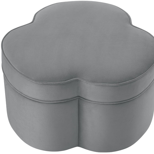 Homeroots 28" Gray Velvet Specialty Cocktail Ottoman Grey  490710