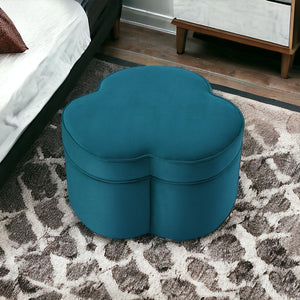 Homeroots 28" Teal Blue Velvet Specialty Cocktail Ottoman Teal  490711
