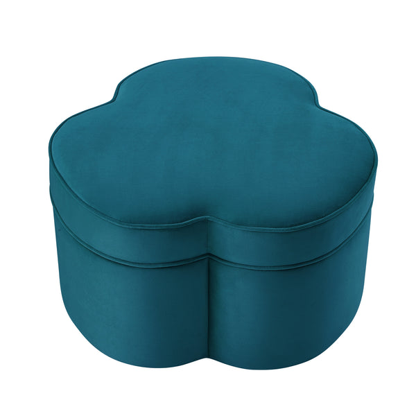 Homeroots 28" Teal Blue Velvet Specialty Cocktail Ottoman Teal  490711