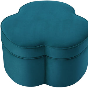 Homeroots 28" Teal Blue Velvet Specialty Cocktail Ottoman Teal  490711