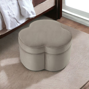 Homeroots 28" Taupe Velvet Specialty Cocktail Ottoman Taupe  490712