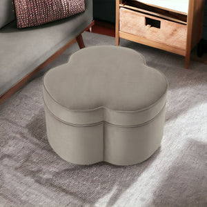 Homeroots 28" Taupe Velvet Specialty Cocktail Ottoman Taupe  490712
