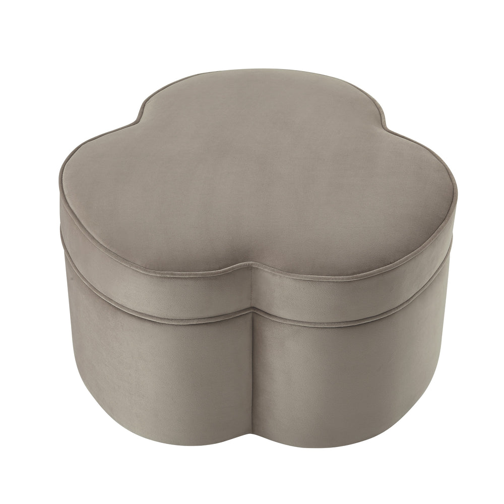 Homeroots 28" Taupe Velvet Specialty Cocktail Ottoman Taupe  490712