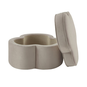 Homeroots 28" Taupe Velvet Specialty Cocktail Ottoman Taupe  490712