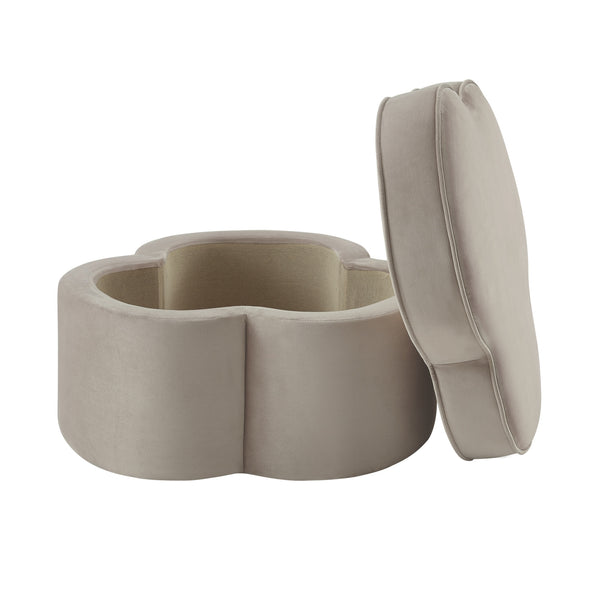 Homeroots 28" Taupe Velvet Specialty Cocktail Ottoman Taupe  490712