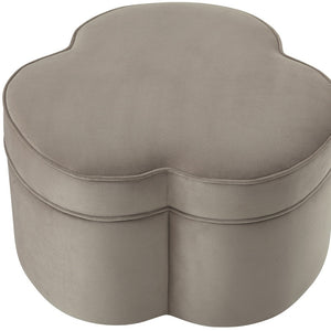 Homeroots 28" Taupe Velvet Specialty Cocktail Ottoman Taupe  490712