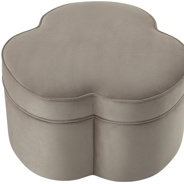 Homeroots 28" Taupe Velvet Specialty Cocktail Ottoman Taupe  490712