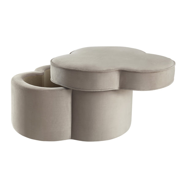 Homeroots 28" Taupe Velvet Specialty Cocktail Ottoman Taupe  490712