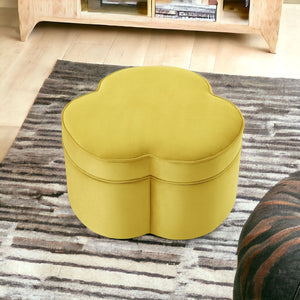 Homeroots 28" Yellow Velvet Specialty Cocktail Ottoman Yellow  490713