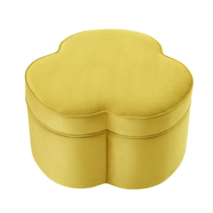 Homeroots 28" Yellow Velvet Specialty Cocktail Ottoman Yellow  490713