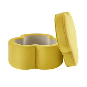 Homeroots 28" Yellow Velvet Specialty Cocktail Ottoman Yellow  490713